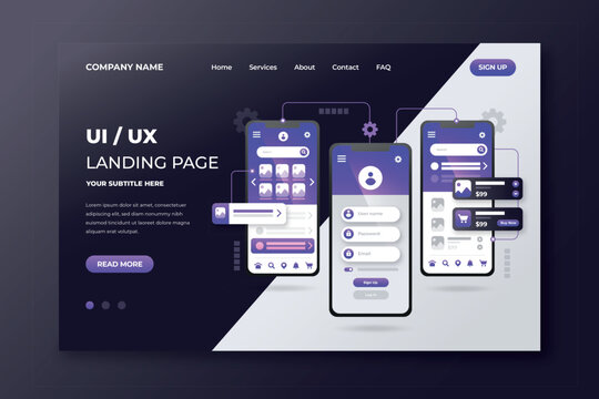 Gradient ui ux landing page