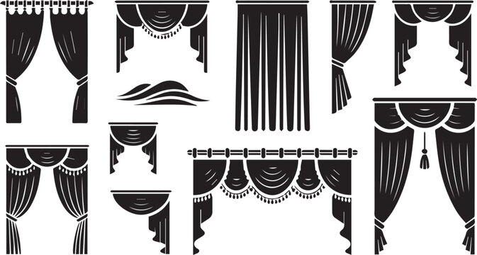 Elegant varieties of classic drapery and window treatments in black and white