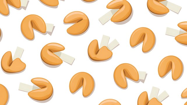 Fortune Cookies Pattern - Isolated on White Background