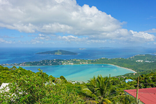 view from a mountain top of Magen&rsquo;s Bay, St. Thomas 