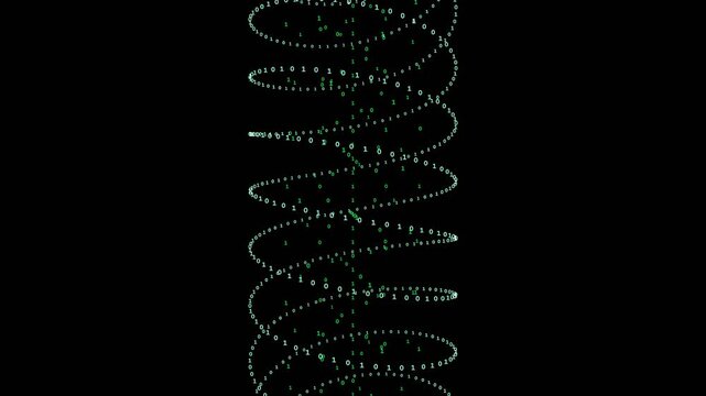 Abstract Digital Helix Animation: Futuristic Matrix Style Swirl