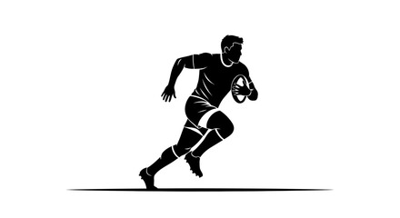 Fototapeta premium Rugby Player Silhouette Running with Ball - Dynamic Action Shot