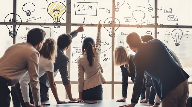 group of innovators brainstorming ideas for a disruptive technology
