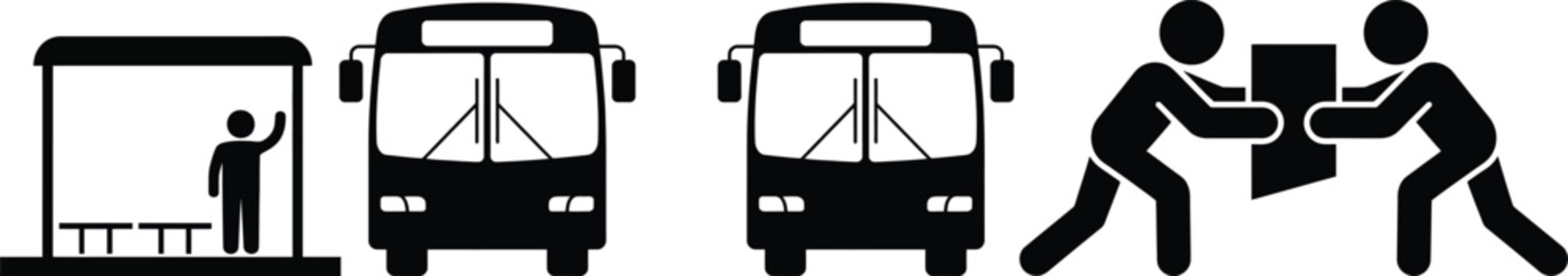 Sequence of passengers boarding and exiting different types of public transportation vehicles