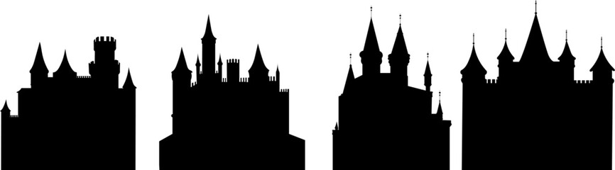 Obraz premium Set of castle silhouettes, vector