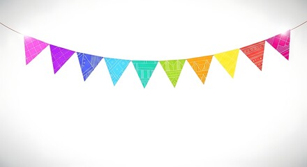 Fototapeta premium colorful triangular bunting flags vector illustration