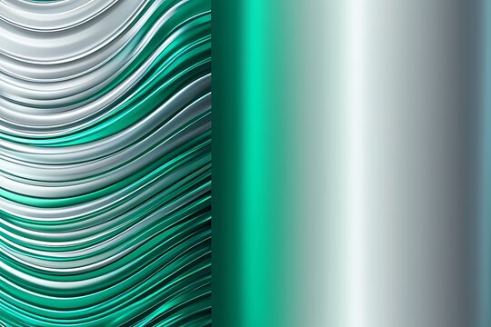 Modern Divided Abstract Background: Half-Wave Textured & Half-Smooth Gradient Emerald Design