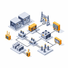 Fototapeta premium Isometric Smart Grid System for Modern Energy Distribution.