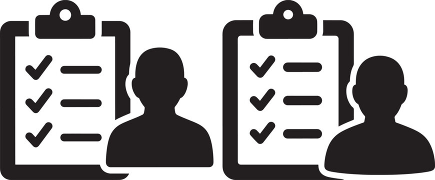 Checklists with completed tasks and person silhouettes project management and user profile assessment concept checklist silhouette completed assessment document achievement business selection
