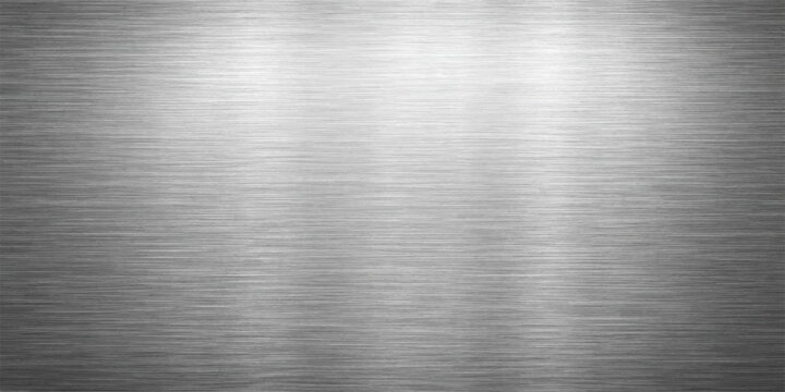 Polished silver brushed metal texture background with a shiny industrial stainless steel plate surface and grey aluminum sheet material design