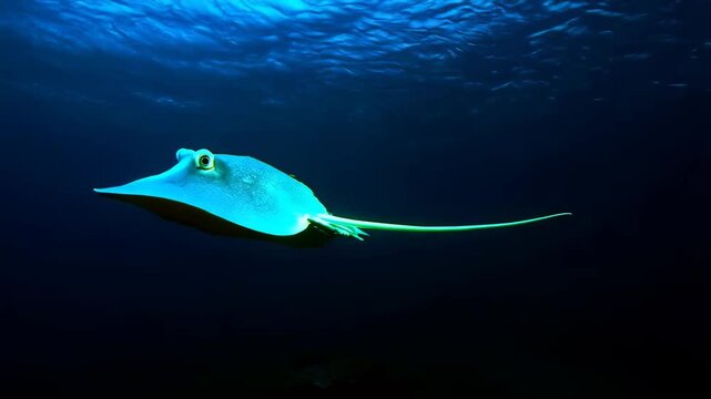 A large white stingfish swimming in the ocean.
