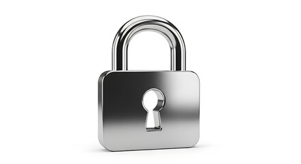 Naklejka premium Shiny metal padlock with keyhole isolated on a white background secure data protection and privacy concept.