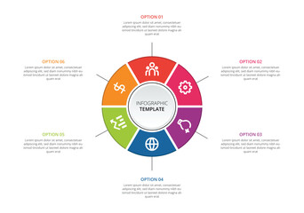 Fototapeta premium Circular Business Cycle Infographic with 6 Steps and Creative Icons Template