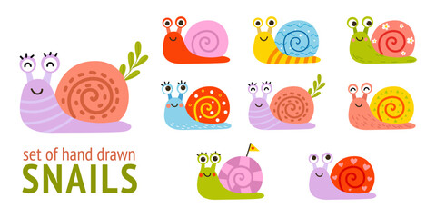Cute snail set colorful  © Elena