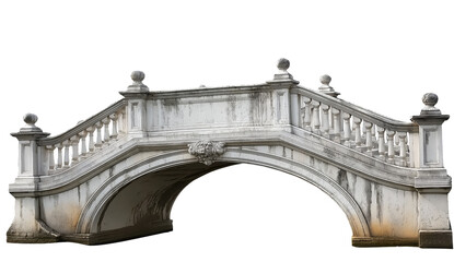 Obraz premium Ornate Stone Bridge with Balustrades and Decorative Elements isolated on a transparent background
