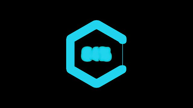 cyan hexagon logo animation loop
