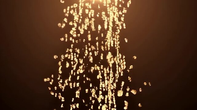Dense Vertical Cascade of Golden Particles and Shimmering Light Over a Warm Background for Premium Branding, Awards, and Elegant Background Loops