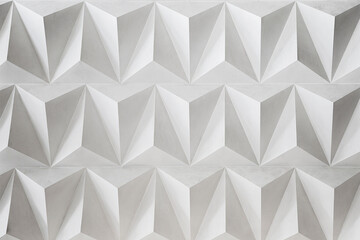 Obraz premium Abstract 3D white geometric pyramid pattern background. Modern minimalist triangle surface for elegant luxury or architectural graphic design