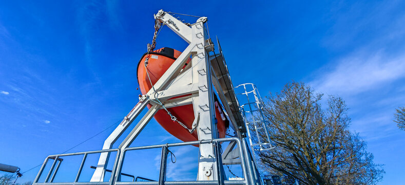 Life boats in a italian maritime center for training