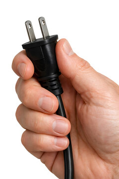 Concept of energy and connection with a fist gripping a power cable