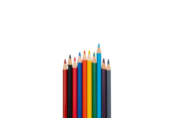 Fototapeta premium Colored pencils creating rainbow color spectrum with transparent background
