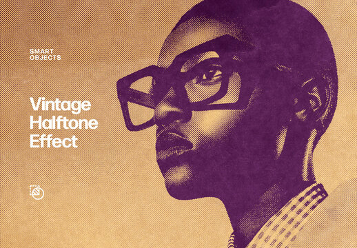 Vintage Halftone Photo Effect Mockup