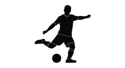 Fototapeta premium A dynamic soccer player in mid kick powerfully striking the ball silhouette