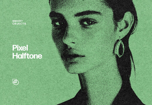 Pixel Print Photo Effect Mockup