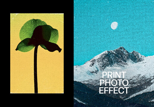 Scratched Print Poster Photo Effect Mockup