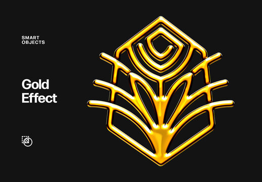 Golden Gloss Effect Mockup