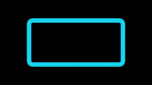 Cyan rounded rectangle frame loop on transparent background