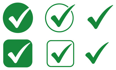 check mark icon set green tick ui design vector © graphenitix