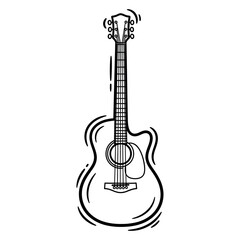 Naklejka premium Sketch of an acoustic guitar a hand drawn musical instrument illustration