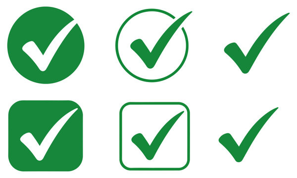 check mark icon set green tick ui design vector