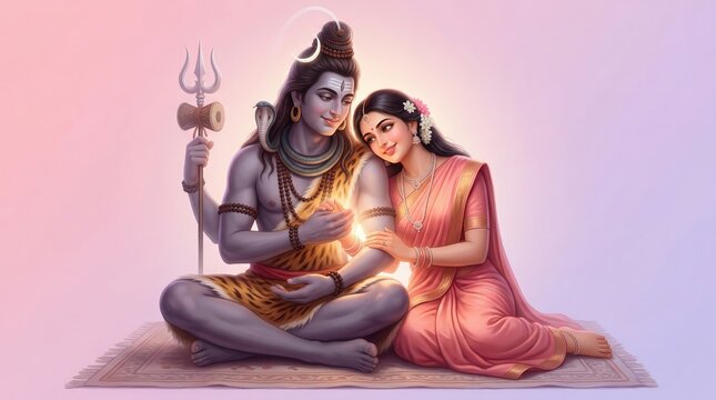Shiva Parvati Gentle Compassion Divine Love Concept