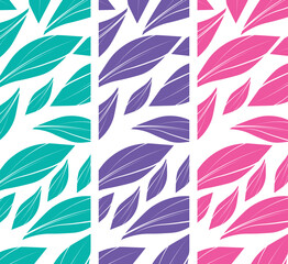 Fototapeta premium Colorful leaf pattern in vertical stripes with pattern design, color stripes