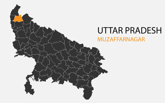 Uttar Pradesh png map with districts, Indian state Uttar Pradesh district map, Uttar Pradesh Muzaffarnagar
