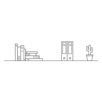 Office wall bookshelf stroke icon