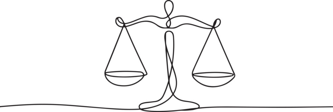 Libra icon line continuous drawing vector. One line Libra is a judge's icon. one line Icon drawing