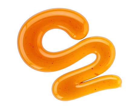 Viscous golden liquid swirled into an elegant s-shape