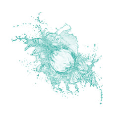 Naklejka premium A vibrant teal liquid splashing against a dark background with dynamic movement and energy