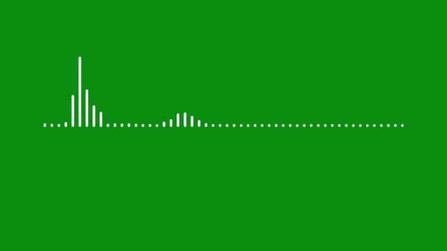 Clean soundwave animation, white audio spectrum visualizer lines, music equalizer pulse bars, sound frequency motion graphic, podcast voice waveform effect, green screen background 4k