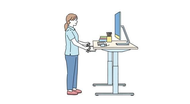 Woman working on computer desk.