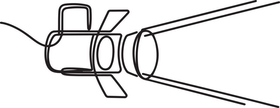 Line continuous drawing vector Searchlight icon. One line Theater spotlight icon vector. one line Icon drawing