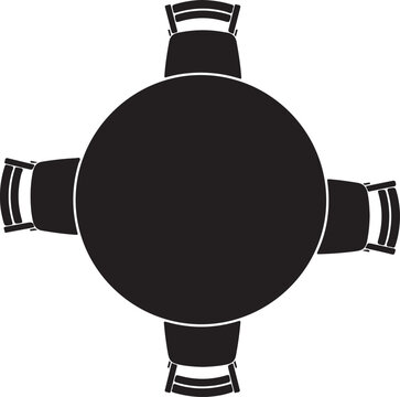 Top-Down Round Table with Chairs Vector Illustration &ndash; Office & Dining Layout