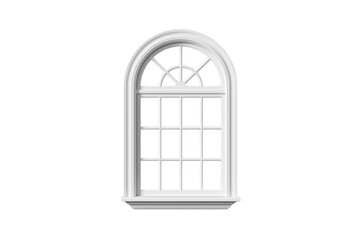 Obraz premium White classic arched window frame with transparent background
