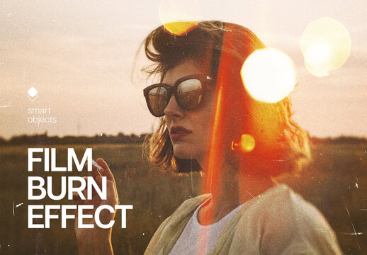 Film Burn Photo Effect Mockup