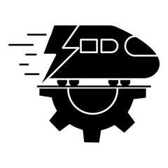 Obraz premium Fast Railway Transport Outline Icon