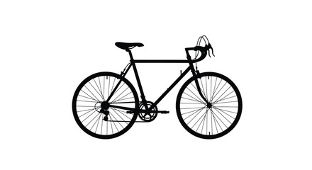 Fototapeta premium A black silhouette of a road bicycle detailed frame and wheels silhouette