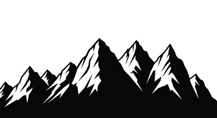 Obraz premium Dramatic mountain range landscape defined by a stark black silhouette
